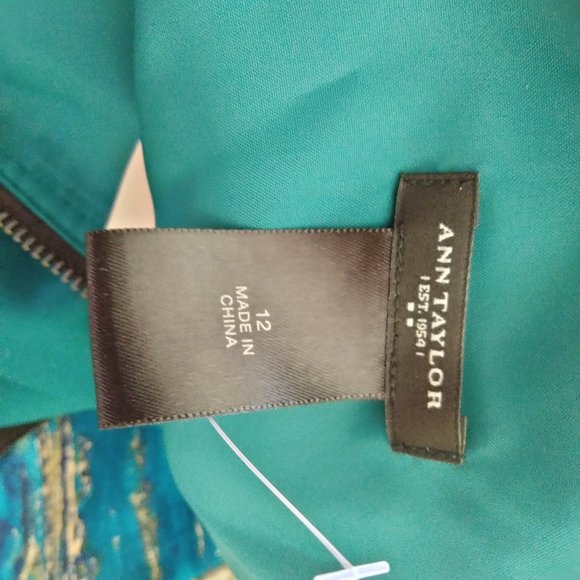 NWT Ann Taylor emerald green cotton sheath dress with built in belt, size 12 - Picture 5 of 6